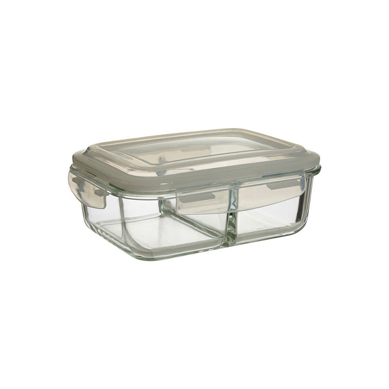 Freska 2 Section Rectangular Glass Container With Lid 1040 ml