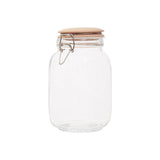 Luca Square 1550ml Glass Jar With Wooden Lid - Premier Home