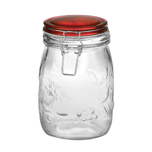 Red Plastic Lid Deli Jar - 950Ml