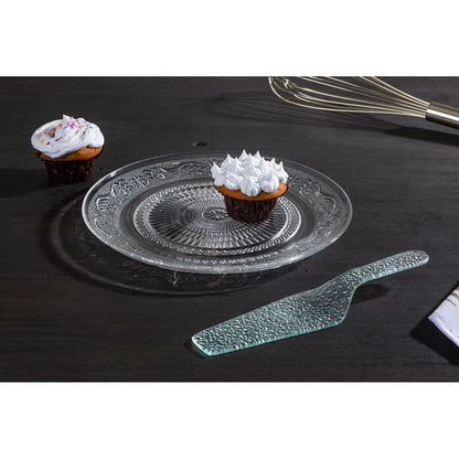 Clear Glass Cake Plate And Slice