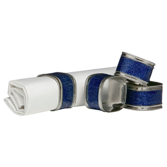 Sapphire Glitter Napkin Rings - Set Of 4