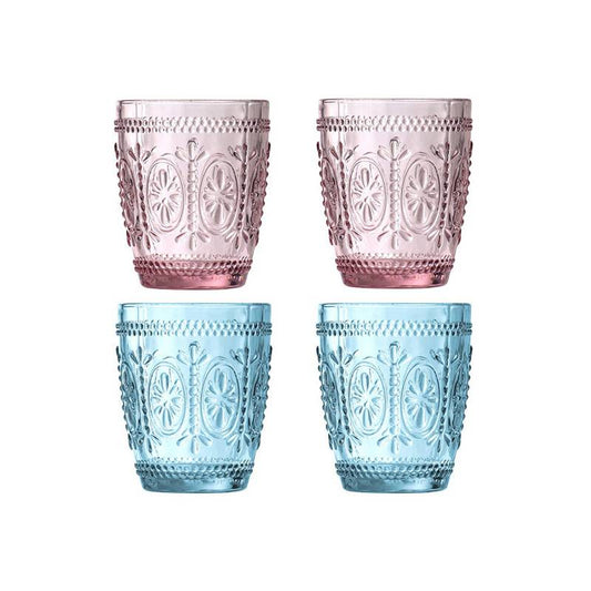 Set Of Four Fleur Glass Tumblers