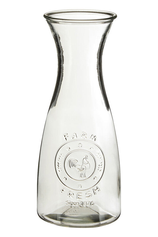 Clear Glass Embossed Farm Fresh Design Carafe
