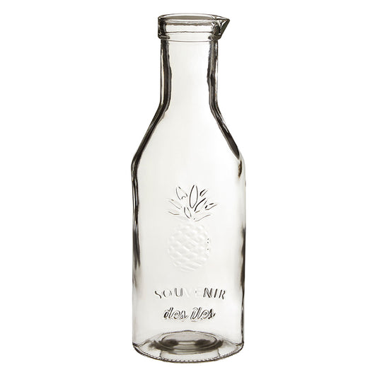 Clear Glass Embossed Pineapple Design Carafe