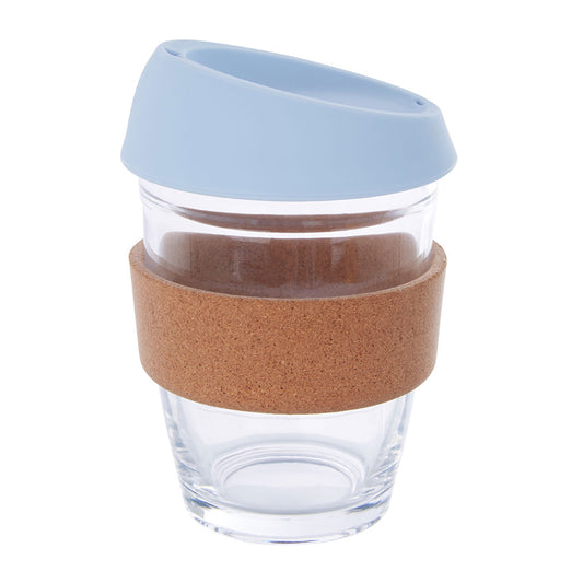 Mimo Glass Mug with Light Blue Silicone Lid