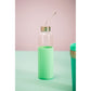 Glass Water Bottle with Mint Silicone Sleeve