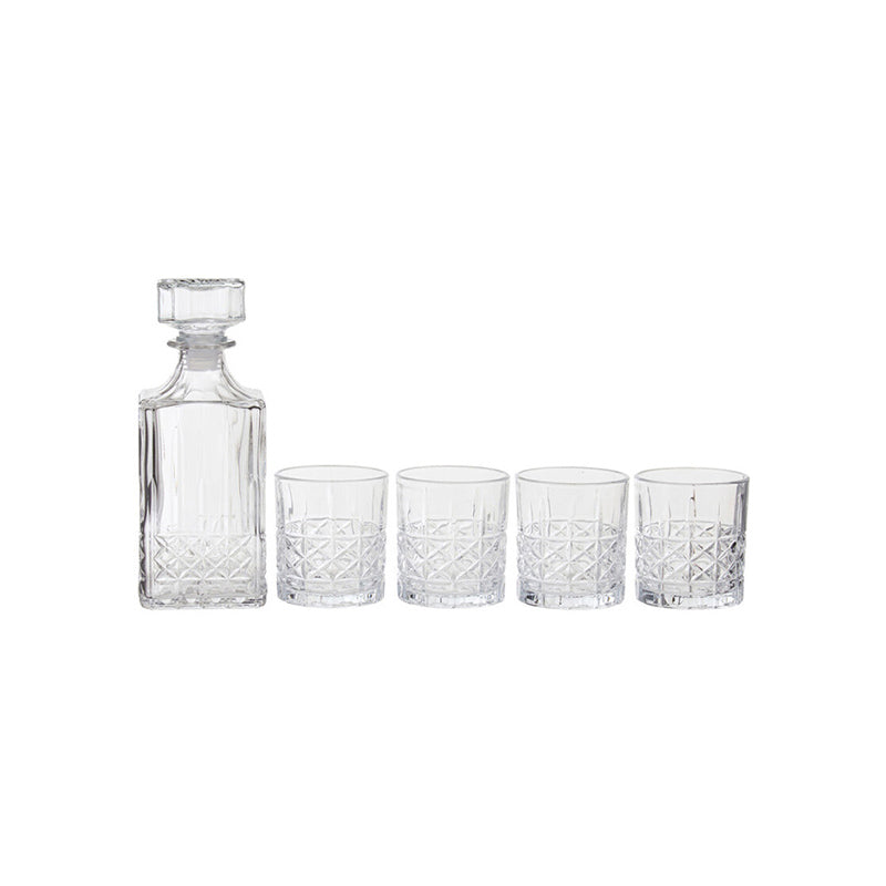 Dayla Diamond Pattern Decanter With Four Glasses