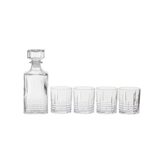 Dayla Ribbed Pattern Decanter With Four Glasses