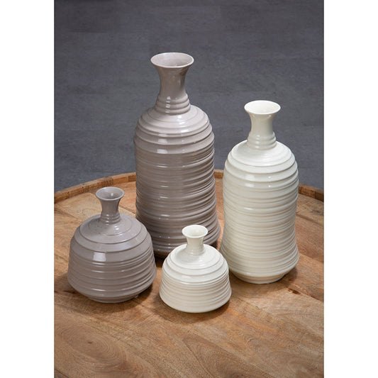 Complements Taupe Medium Ribbed Ceramic Vase