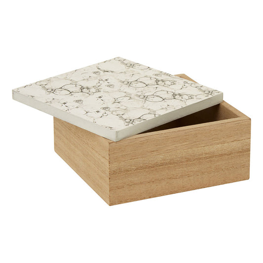 Mimo White Marble Effect Trinket Box