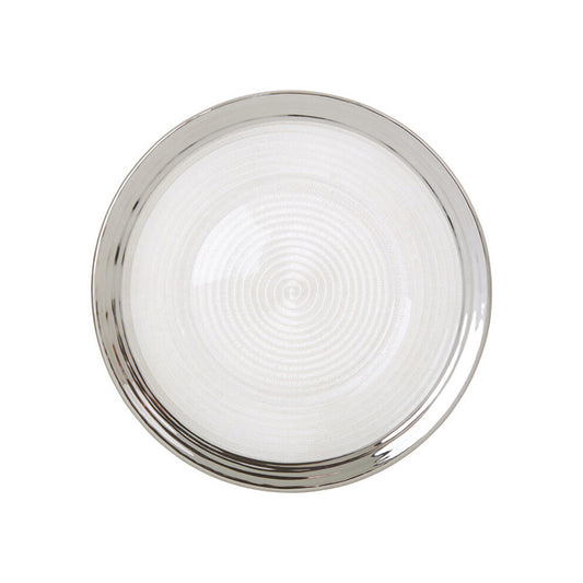 Ida 27cm Embossed Dinner Plate With Silver Rim