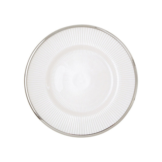 Ida 21cm Embossed White Glass Side Plate