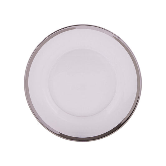 Ida 27cm Plain Dinner Plate With Silver Rim