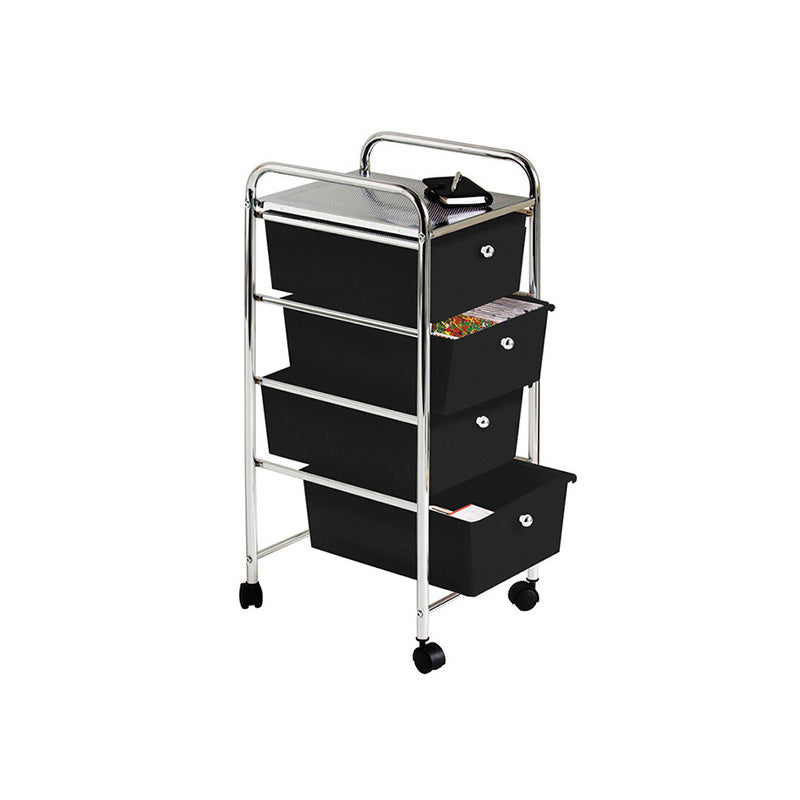 Tube Frame 4 Black Plastic Drawers Trolley