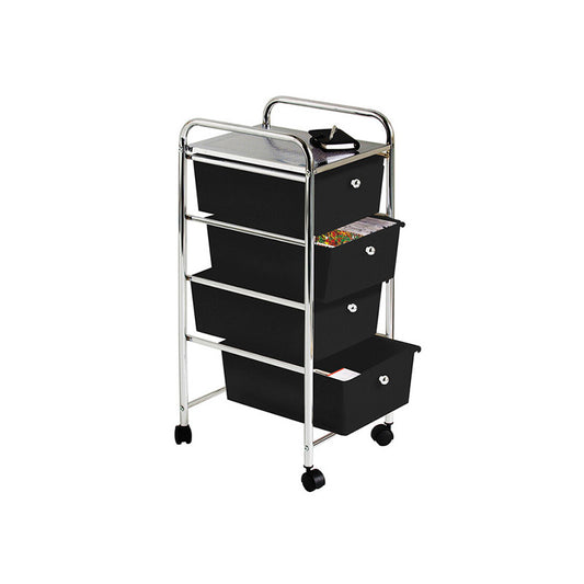 Tube Frame 4 Black Plastic Drawers Trolley
