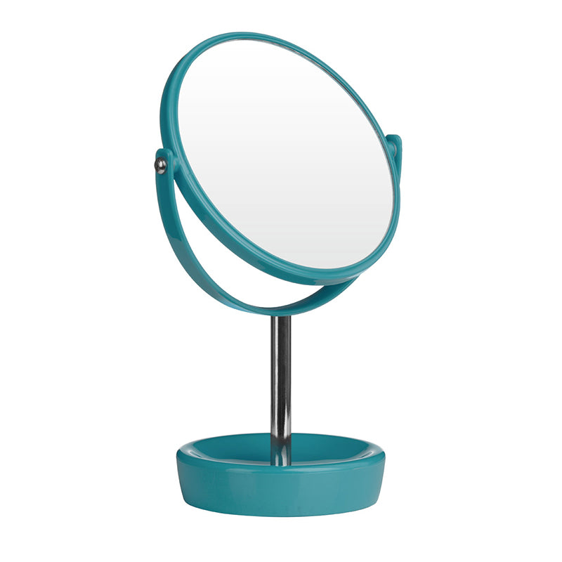 Turquoise Plastic Swivel Table Mirror