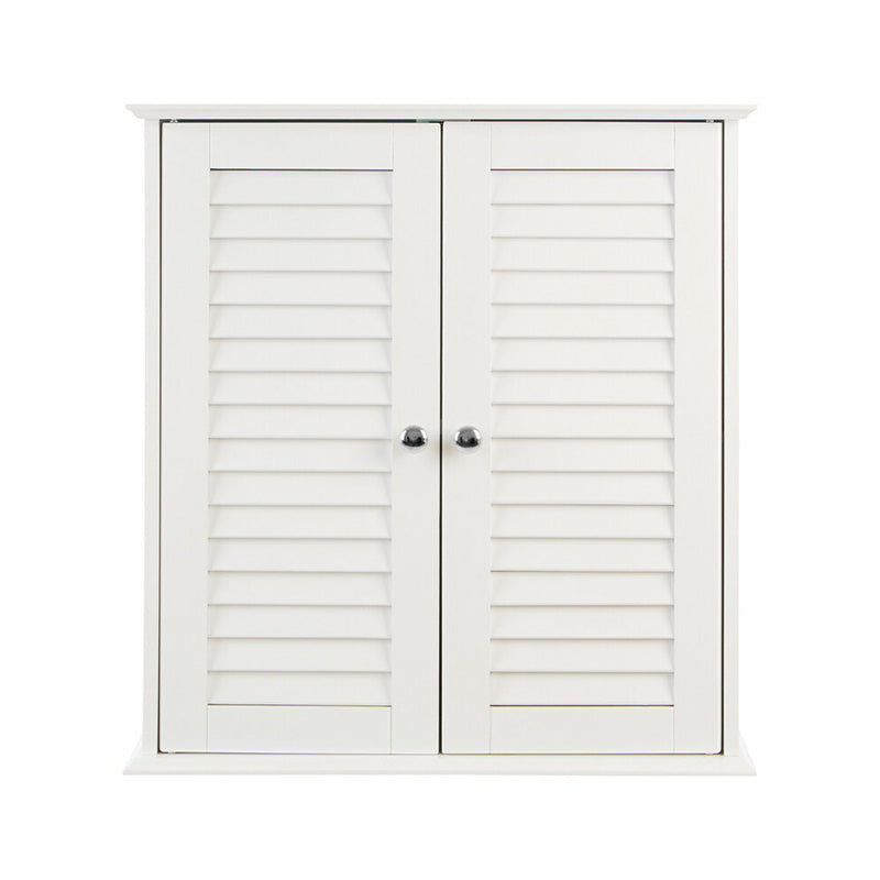 Shutter White Wood 2 Door Wall Cabinet