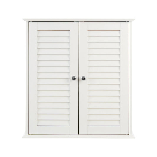 Shutter White Wood 2 Door Wall Cabinet