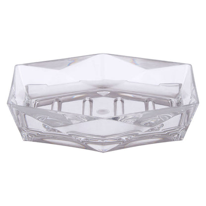 Acrylic soap holder with modern design, perfect for bathroom storage and organization.