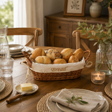 Willow Small Natural Wicker Bread Basket with Cream Lining