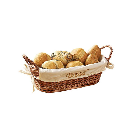 Willow Small Natural Wicker Bread Basket with Cream Lining