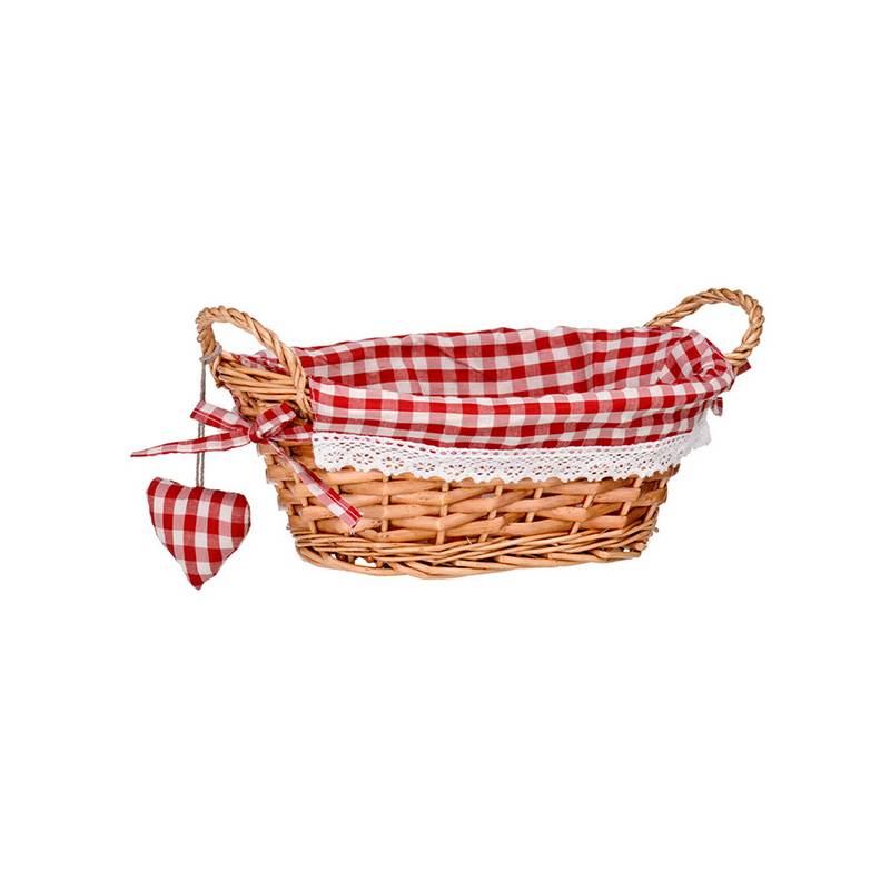 Red Gingham Lining Oval Willow Basket