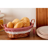 Red Gingham Lining Oval Willow Basket