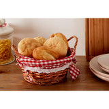 Red Gingham Lining Round Willow Basket
