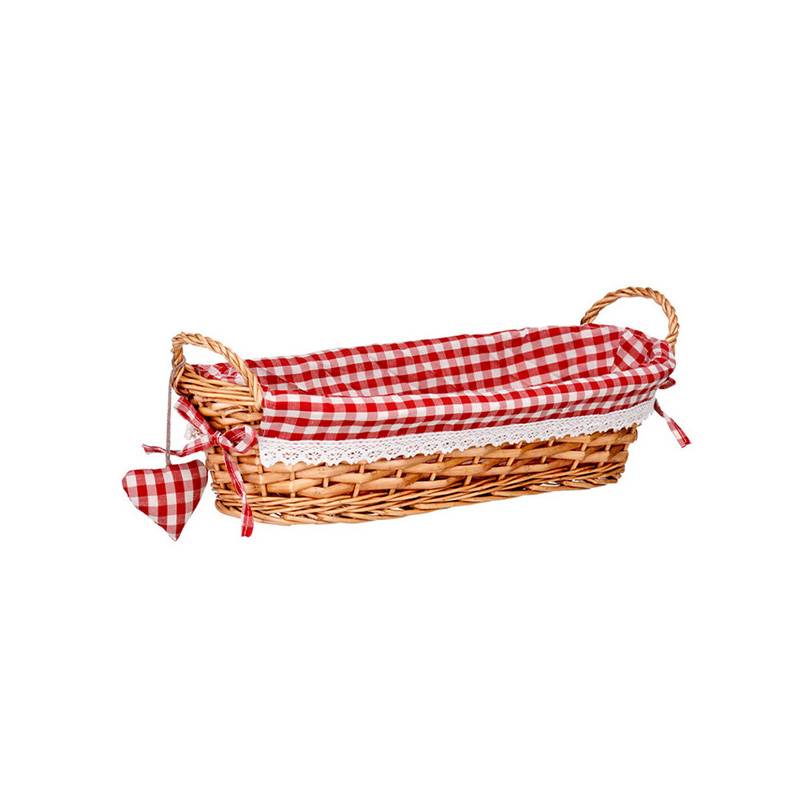 Red Gingham Lining Oblong Willow Basket