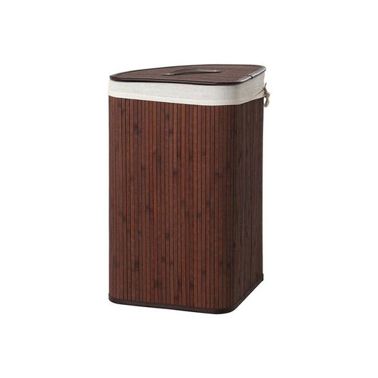 Kankyo Dark Brown Bamboo Corner Laundry Hamper