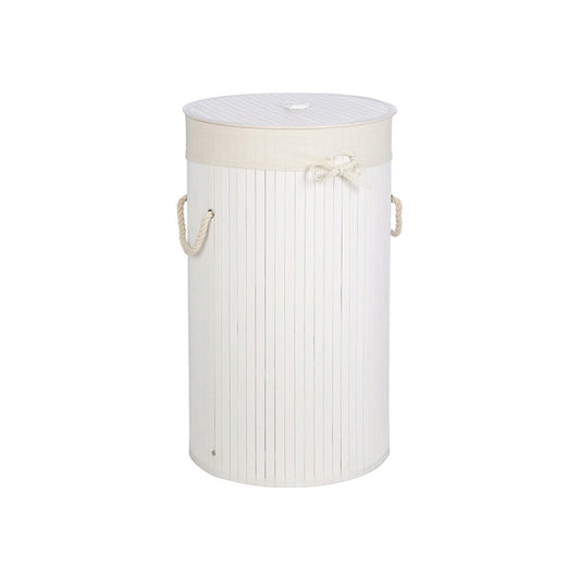 Kankyo Round White Bamboo Laundry Hamper