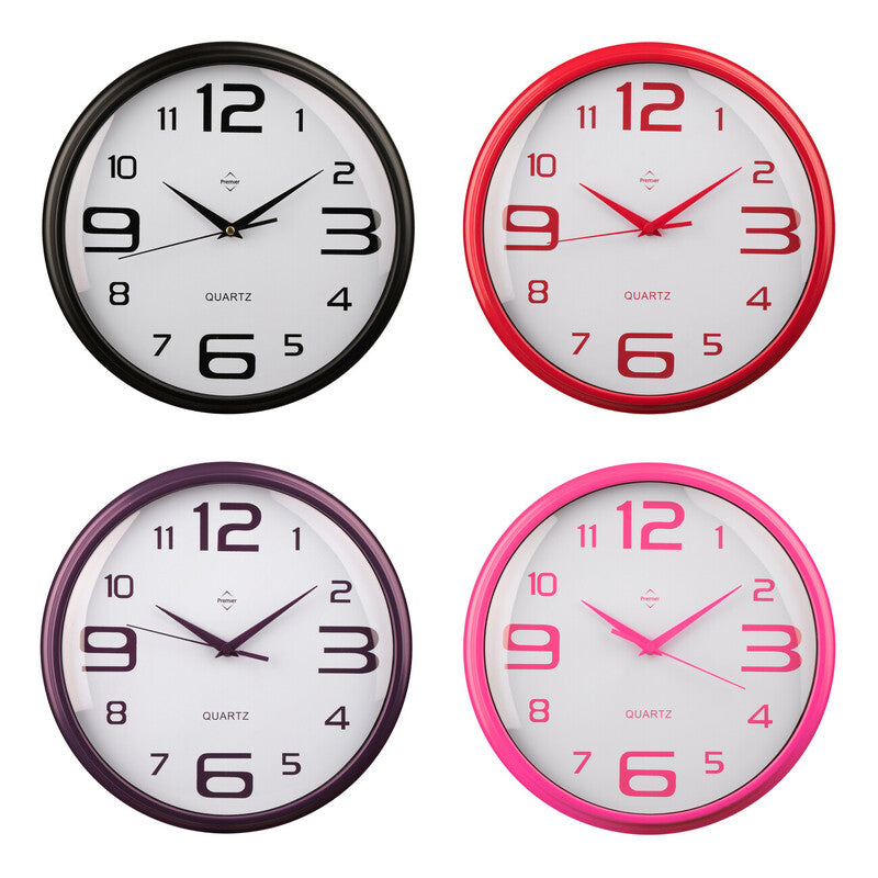 Red Plastic White Face Wall Clock