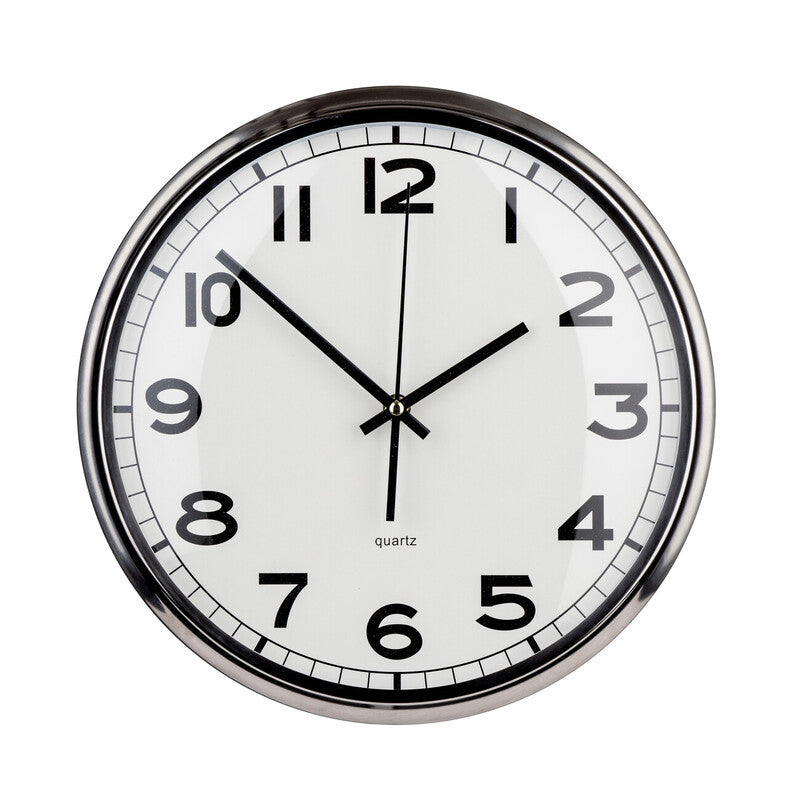 Silver Metal Lined Rim Wall Clock