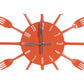 Orange Cutlery Metal Wall Clock