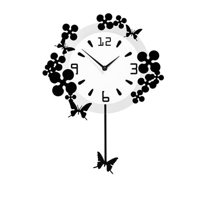 Flower and butterflies design wall clock for your bedroom, dining room, or living space.