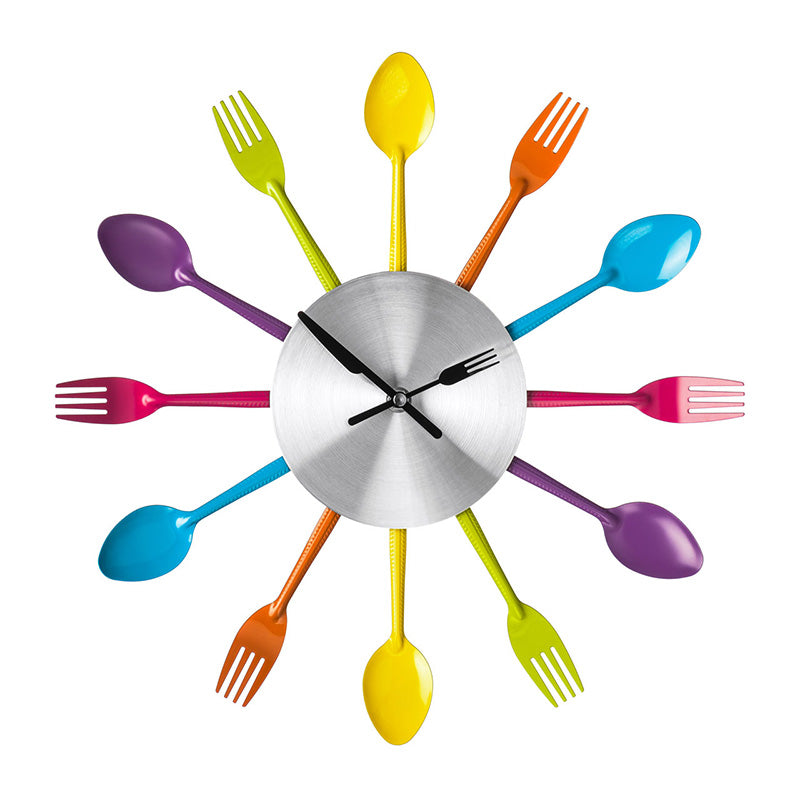 Stylish cutlery wall clock, the perfect home decor accessory for your kitchen, blending function and flair.