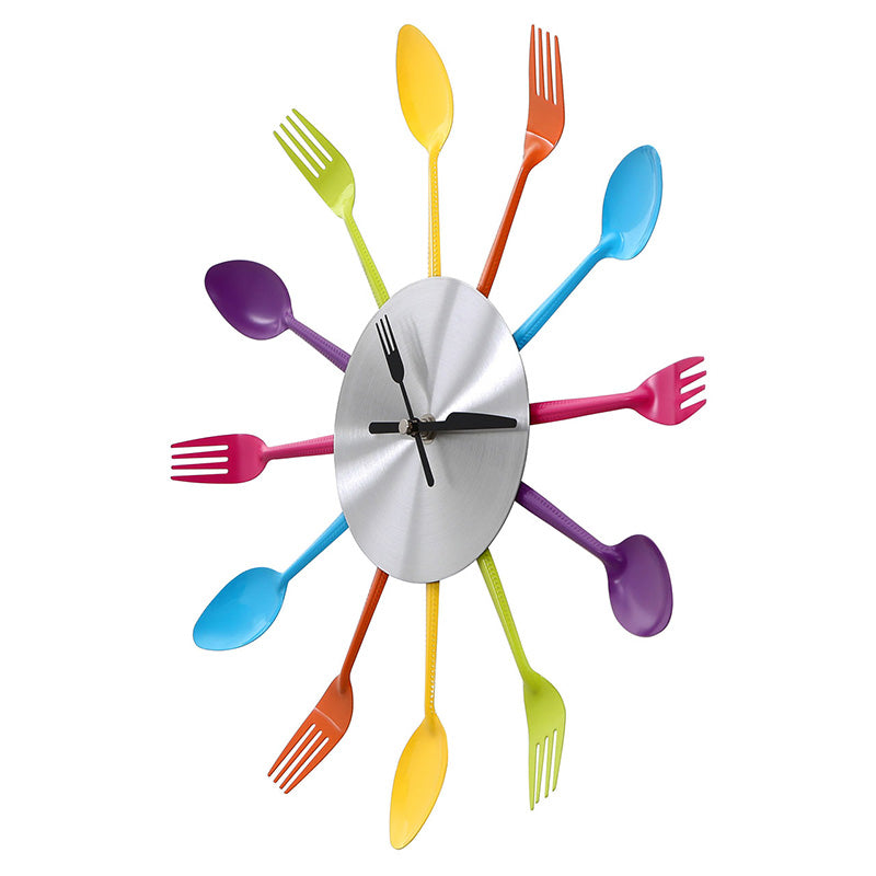 Multi Coloured Cutlery Wall Clock