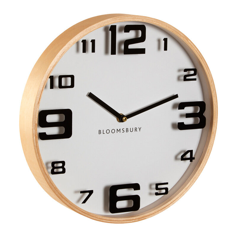 White Wood Large Numbers Wall Clock