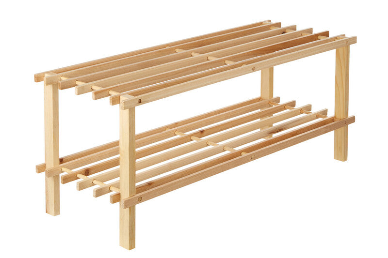 Natural And Cedar Wood 2 Tier Shoe Rack