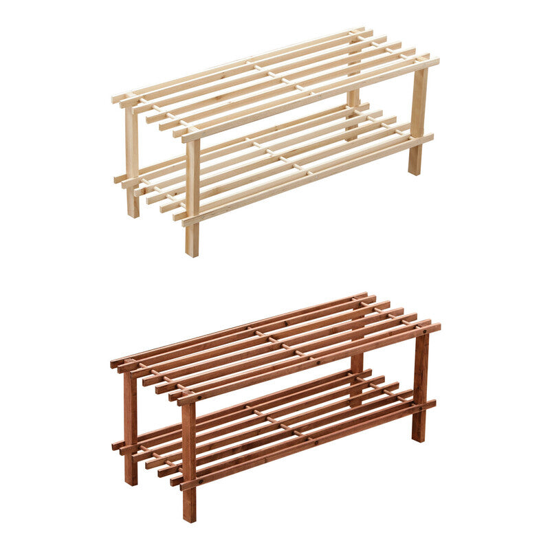 Natural And Cedar Wood 2 Tier Shoe Rack