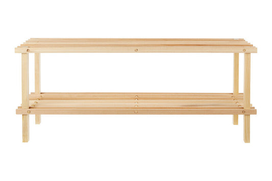 Natural And Cedar Wood 2 Tier Shoe Rack