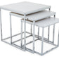 White Nest Of 3 Tables With Chrome Frame