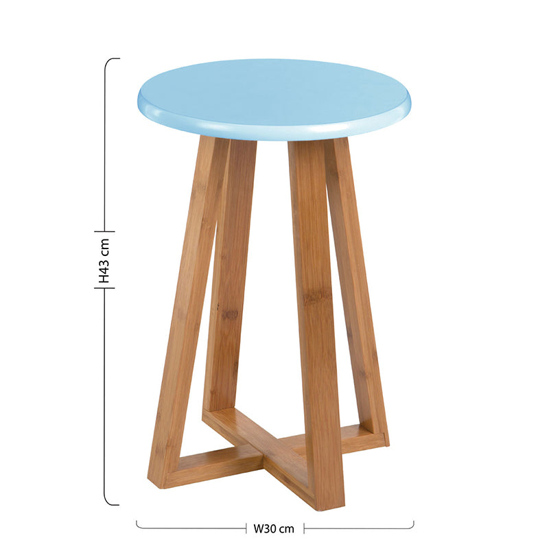 Viborg Bamboo Round Stool (Blue - Grey)