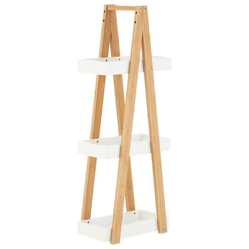 Nostra Three Tiers White / Bamboo Shelf Unit