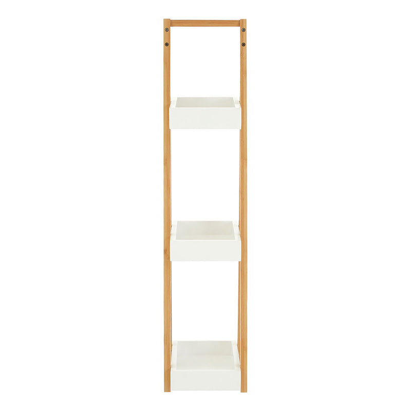 Nostra Three Tiers White / Bamboo Shelf Unit