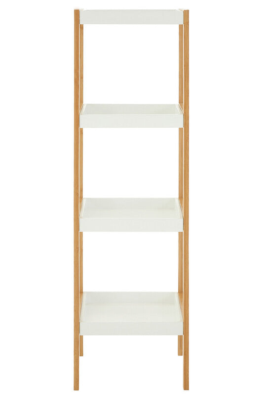 Nostra Four Tiers White / Bamboo Shelf Unit