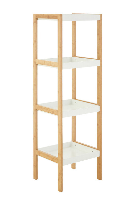 Nostra Four Tiers White / Bamboo Shelf Unit