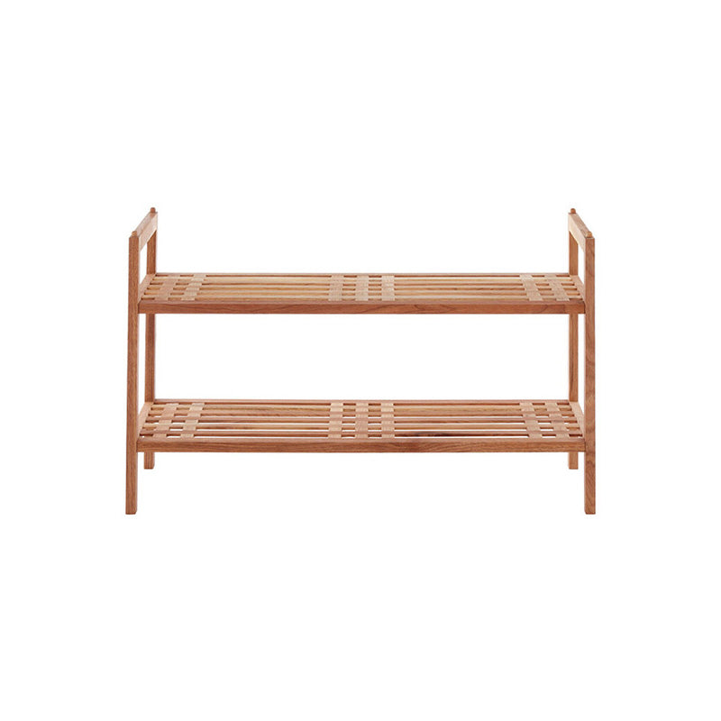 Arla 2 Tier Stackable Walnut Wood Shoe Rack