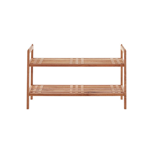 Arla 2 Tier Stackable Walnut Wood Shoe Rack