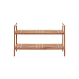 Arla 2 Tier Stackable Walnut Wood Shoe Rack - Premier Home